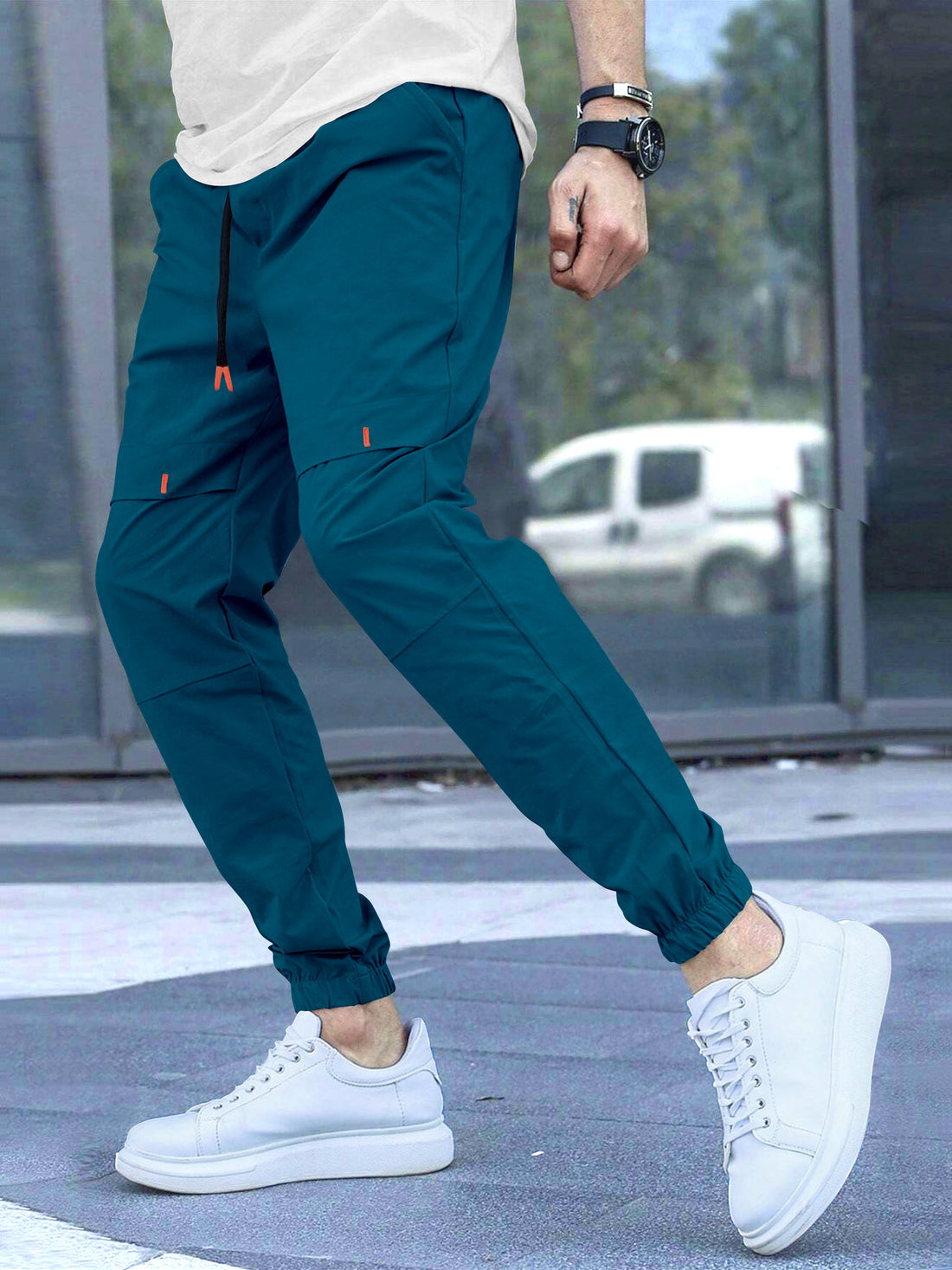 Cargo Cotton Pants in Teal Blue and Black.Cargos for Men.Track Pant for Boys amd Men.Oversize Cargo Trouser.Men's Oversized Cargo Utility Joggers.Multi Poket pent.