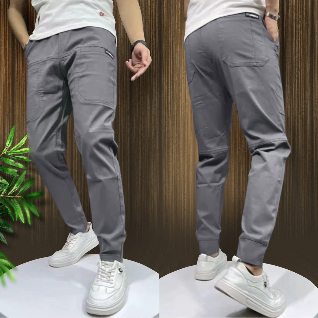 Pack Of 2 | 6-Pocket Cargo Pants | Black&Grey