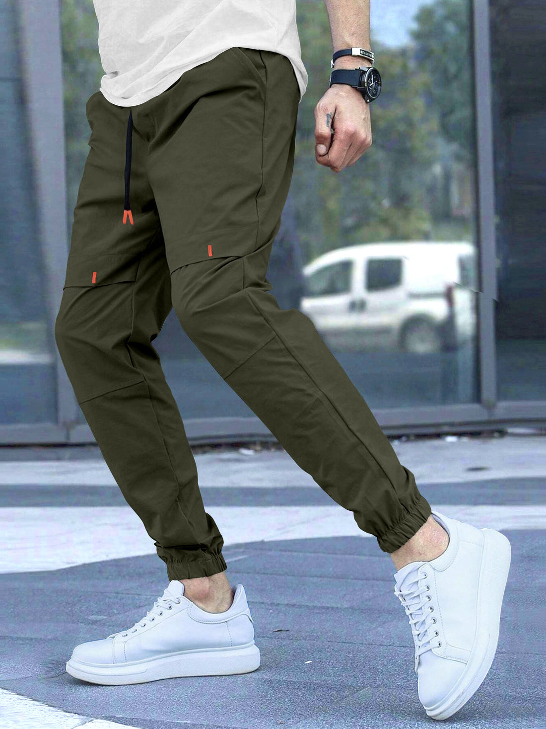 Cargo Cotton Pants in DarkGreen and Cream.Cargos for Men.Track Pant for Boys amd Men.Oversize Cargo Trouser.Men's Oversized Cargo Utility Joggers.Multi Poket pent.