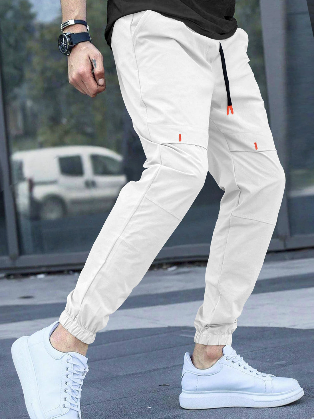 Cargo Cotton Pants in Black and White.Cargos for Men.Track Pant for Boys amd Men.Oversize Cargo Trouser.Men's Oversized Cargo Utility Joggers.Multi Poket pent.